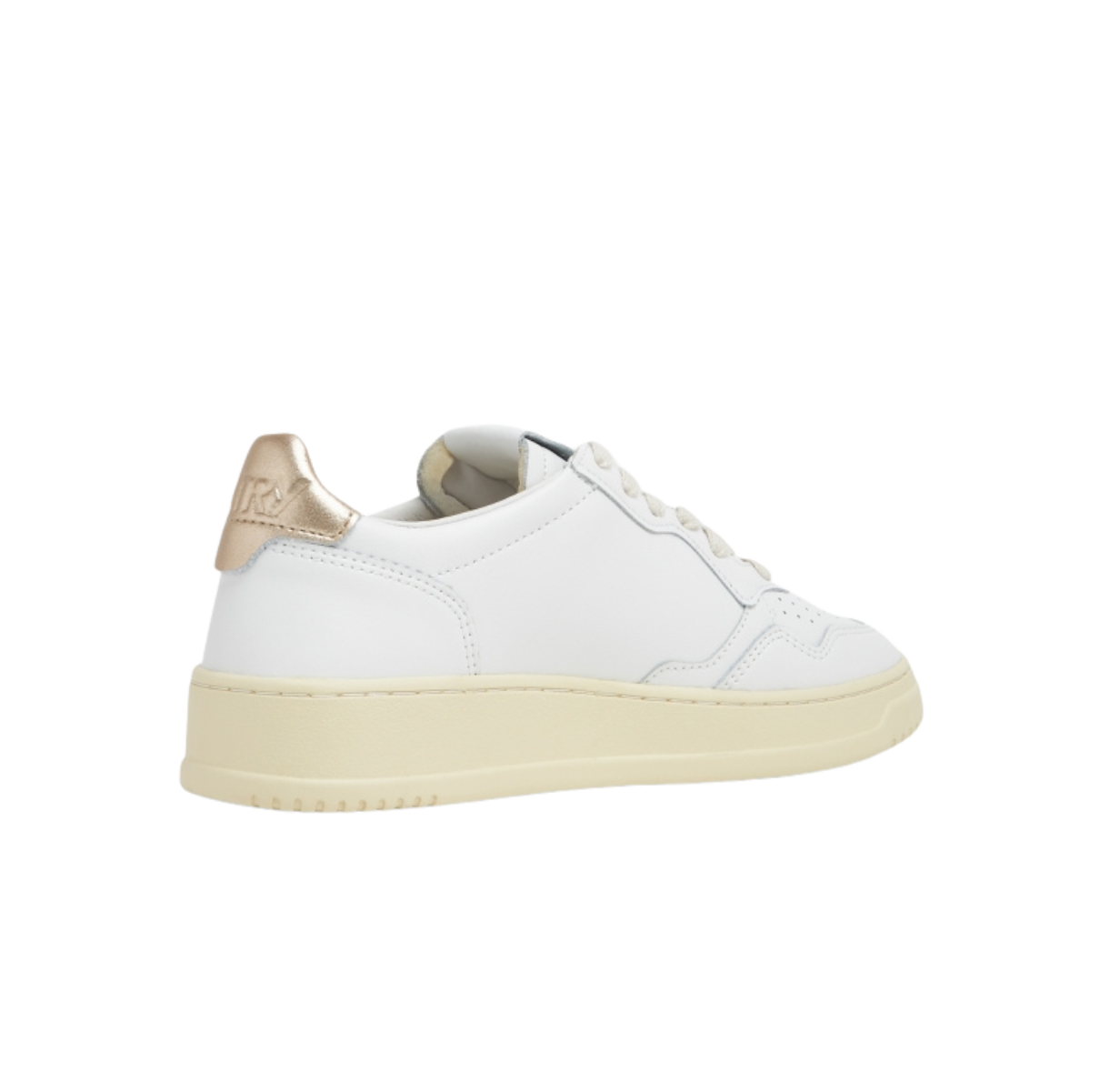Autry Medalist Low Sneakers in White and Gold Leather