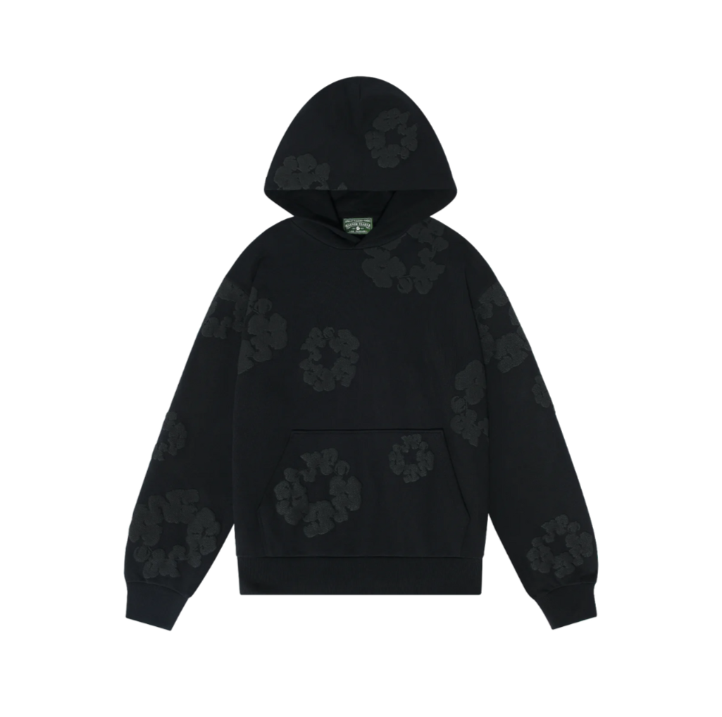 Denim Tears Cotton Wreath Hoodie Black Monochrome