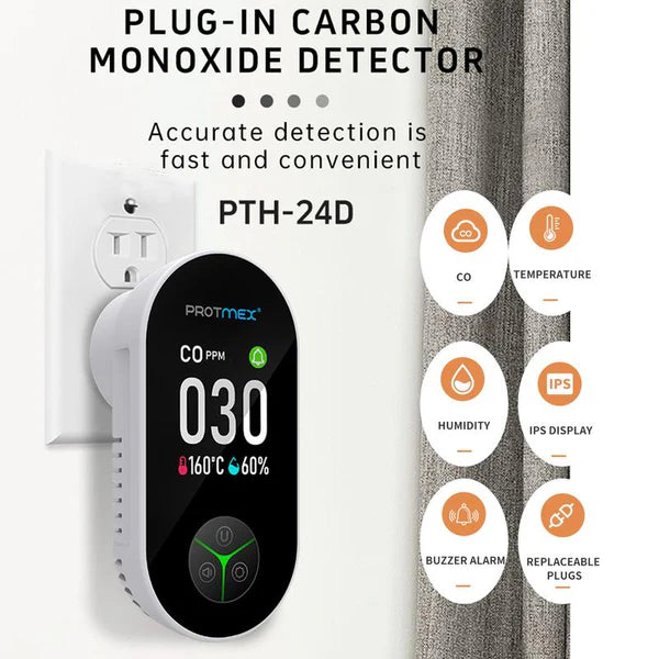 Protmex Portable Carbon Monoxide Detectors & Natural Gas Detector Plug in