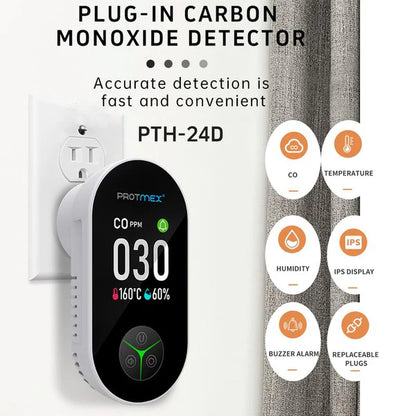 Protmex Portable Carbon Monoxide Detectors & Natural Gas Detector Plug in
