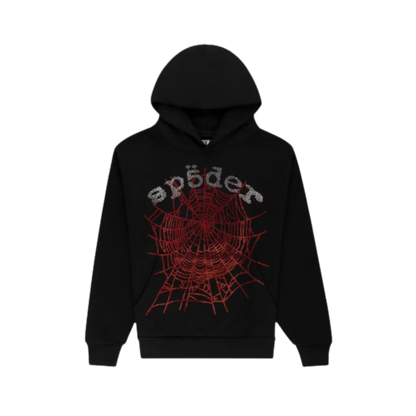 Sp5der Hoodie Black Rhinstone