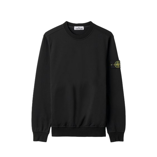 Stone Island Brushed Cotton Fleece Crewneck Sweater Black