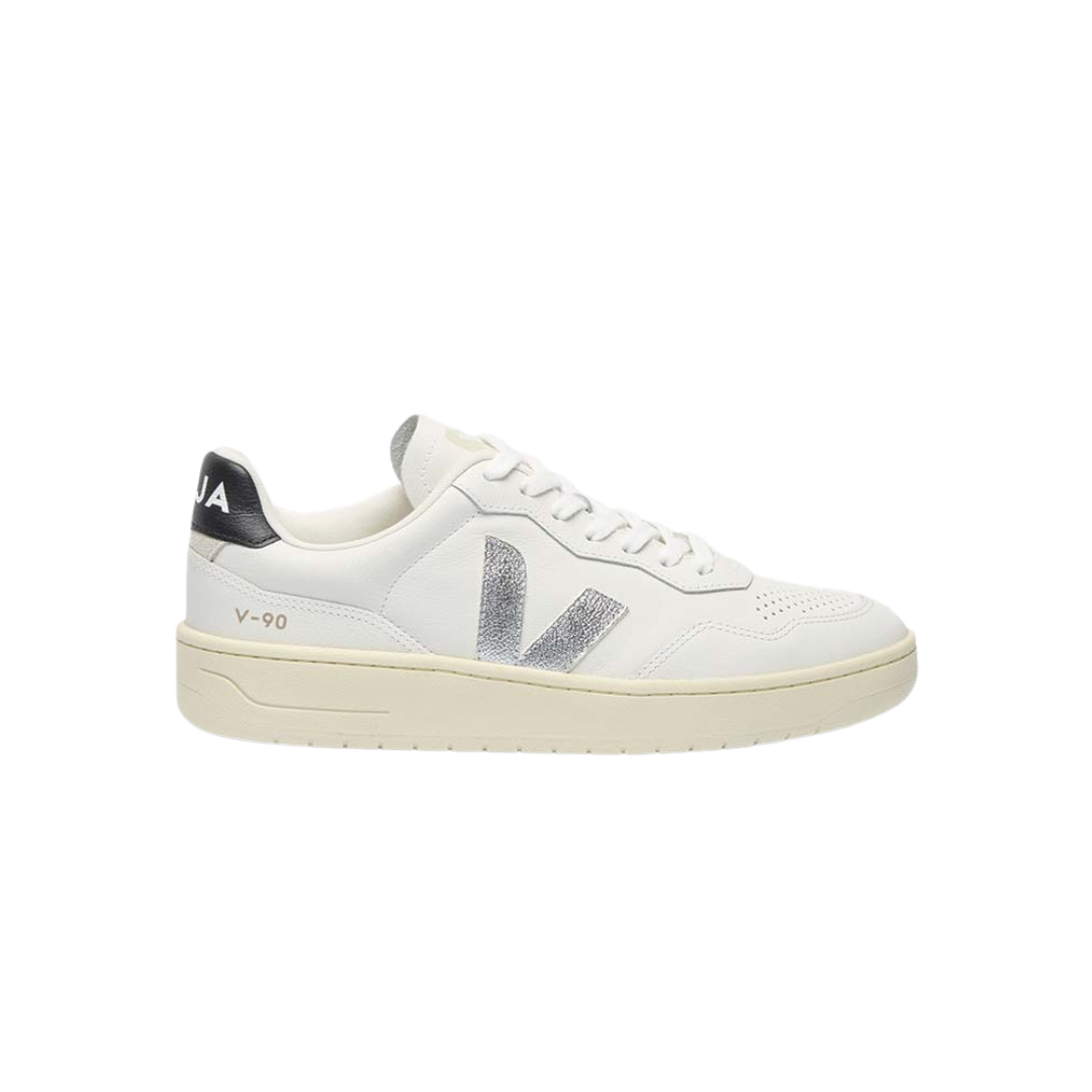Veja V-90 Leather White Silver Black
