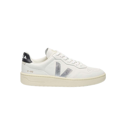 Veja V-90 Leather White Silver Black