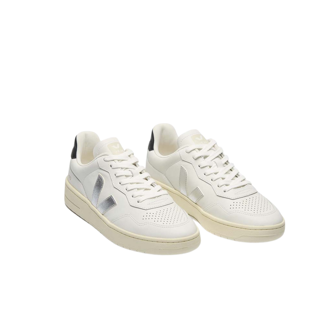 Veja V-90 Leather White Silver Black
