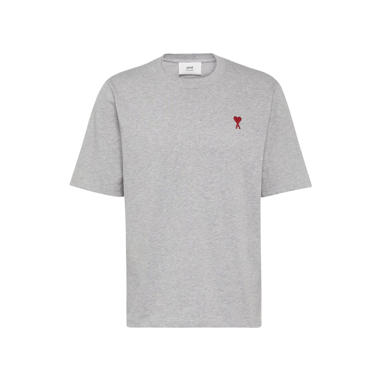 Ami Paris Small Red Ami De Coeur Tee Grey